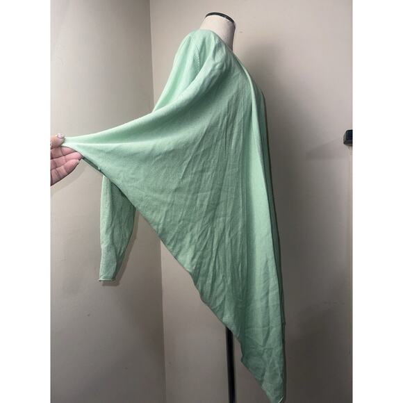 Eileen Fisher Women Green Open Front Hi-Lo Cardigan Sweater Silk Cashmere Sz L - Picture 8 of 12